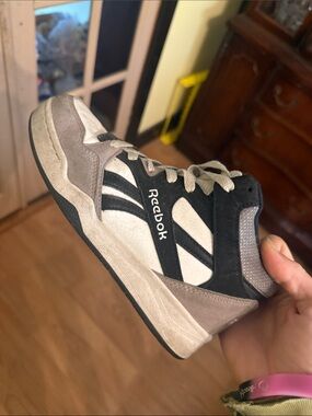Reebok Boy’s High-Top Athletic Sneaker in Black and Gray